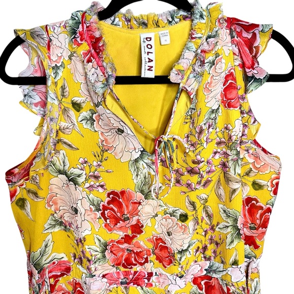 Anthropologie Dolan Left Coast Ellory Silk Dress Floral Yellow Ruffle XS - Picture 9 of 15